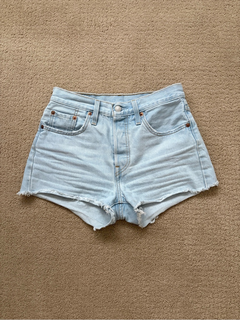 Levi's Light Wash High-Rise Denim Shorts Original 501 Button Fly
